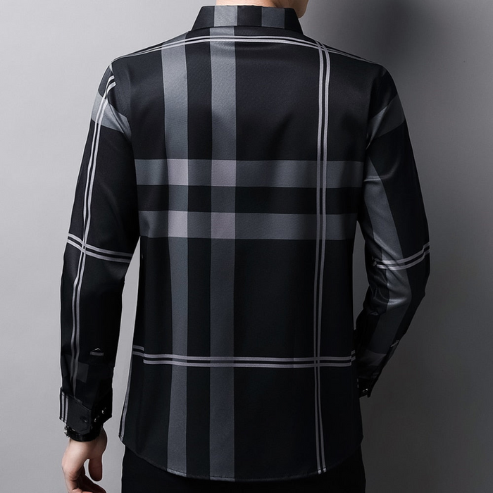 Camisa Social de Seda Xadrez Forllini