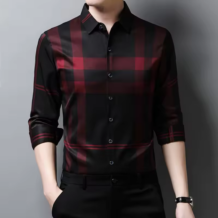 Camisa Social de Seda Xadrez Forllini