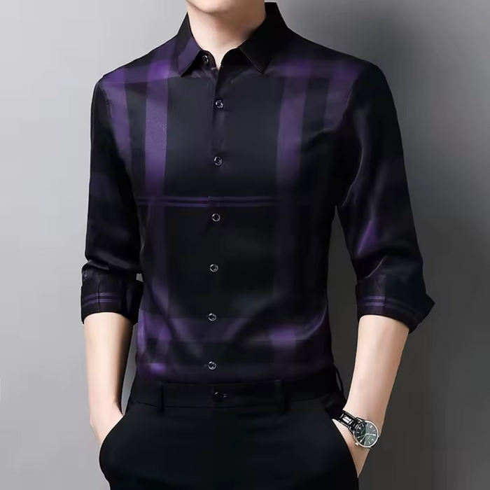 Camisa Social de Seda Xadrez Forllini