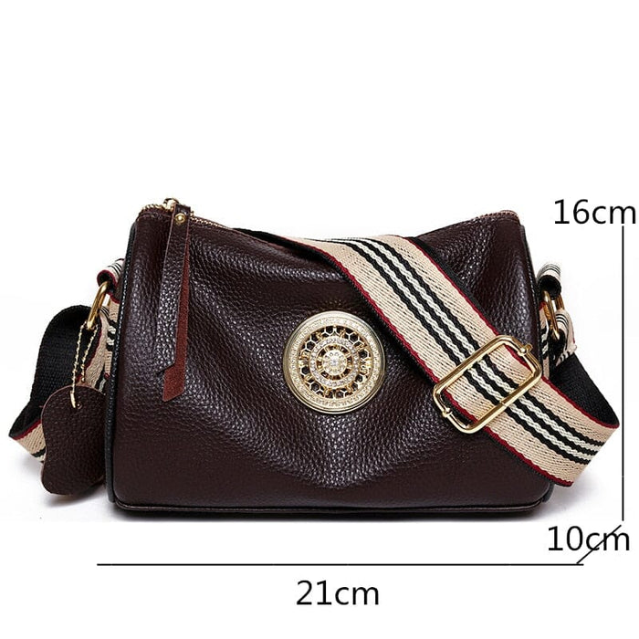 Bolsa  Marie de Couro Legítimo Alça Listada